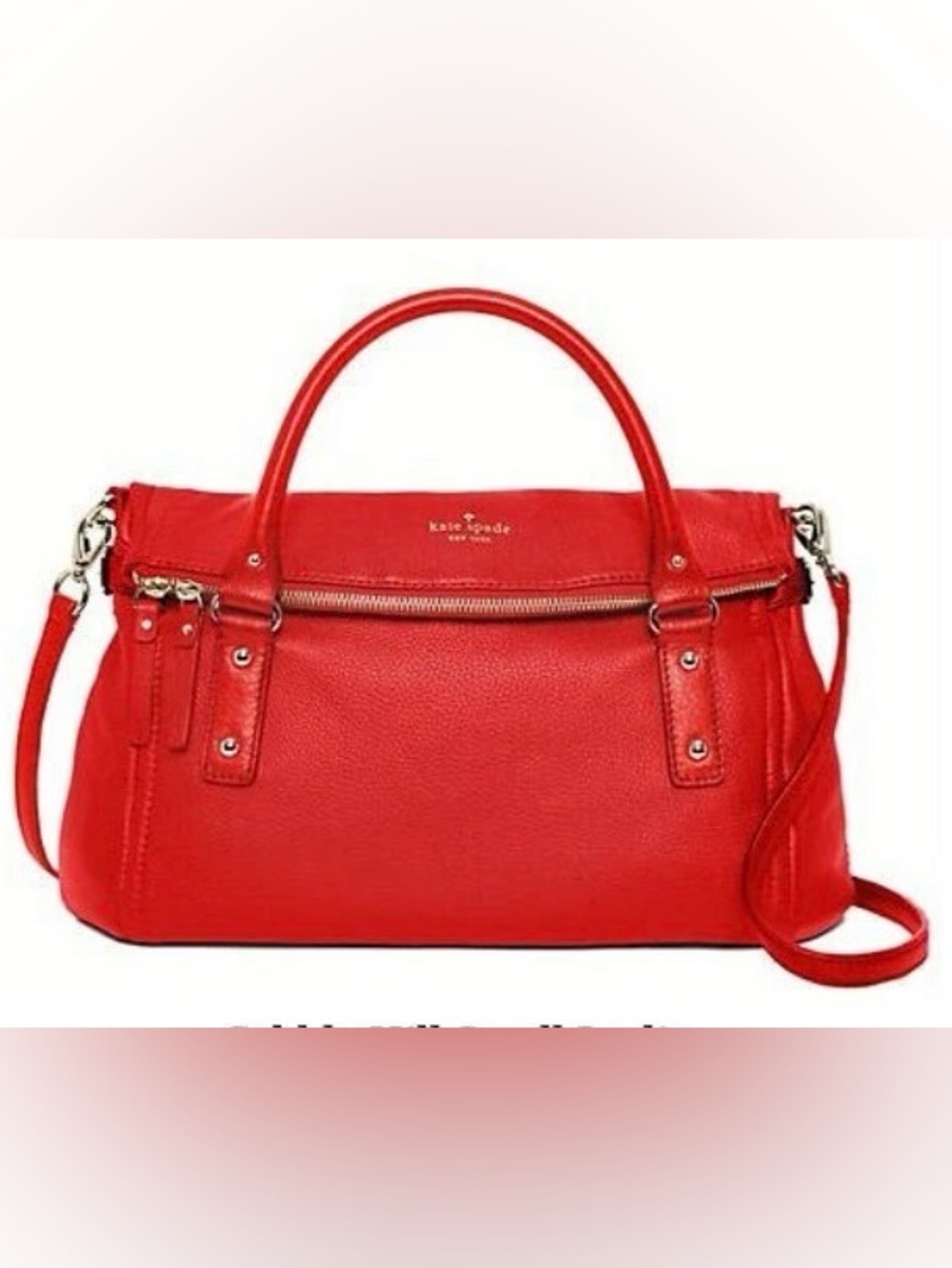 Kate Spade Cobble Hill Small Leslie Leather Handbag Purse Dark Geranium (Coral)